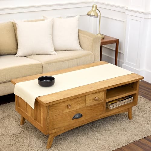 Solino Home 100% Pure European Linen Ivory Table Runner 14 x 48 in - 02 Ivory / 14 x 48 Inch