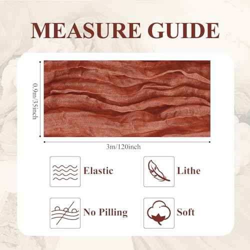 Asee'm Cheesecloth Table Runner 120 Inches Long Terracotta Boho Gauze Cheese Cloth Runner 10FT Rustic Sheer Fall Table Runners for Thanksgiving Christmas Wedding Party Baby Shower Decoration