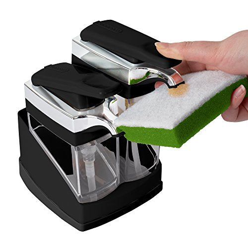 Sink Sider Duo Soap Dispenser with Sponge - Black & Chrome Plating