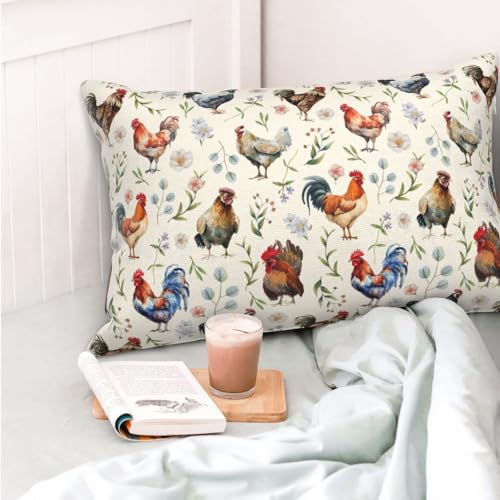 Cozy Cute Chicken Pillow Cases 20"x30", Standard Size Pillow Covers with Hidden Zipper, Soft Decorative Pillow Protectors for Bed, Sofa, Car, Kids Room