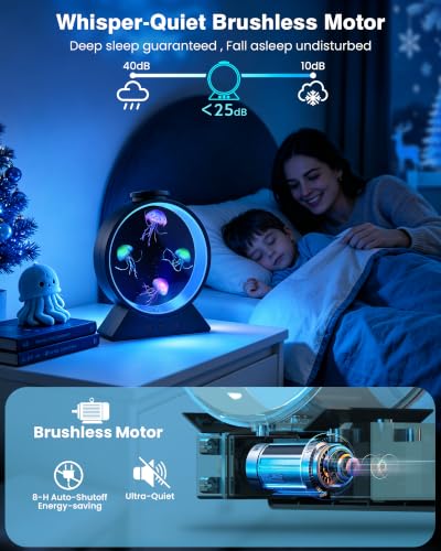 Jellyfish Lamp for Sleep Anxiety Calming Night Light Bedroom(Black)