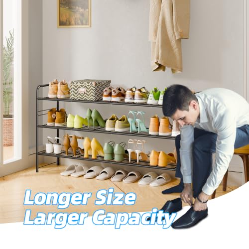 Black 3-Tier Shoe Rack for Closet - 44 Inch Heavy Duty Metal Organizer