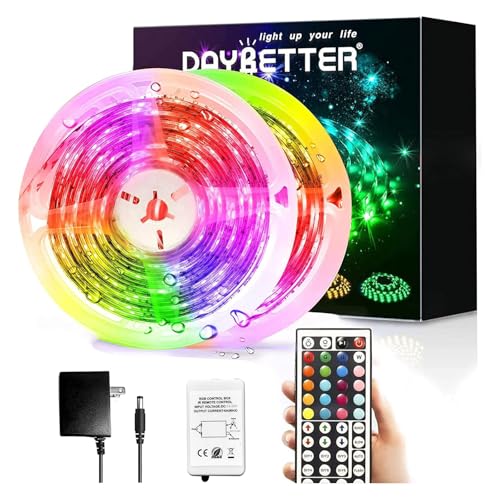 DAYBETTER Waterproof LED Strip Lights 32.8ft Color Changing Kit with Remote & Power Supply