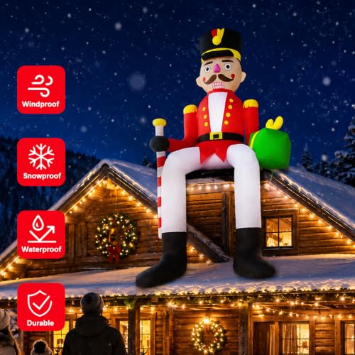 10 FT Outdoor Christmas Inflatable Nutcracker Decoration with LED Lights