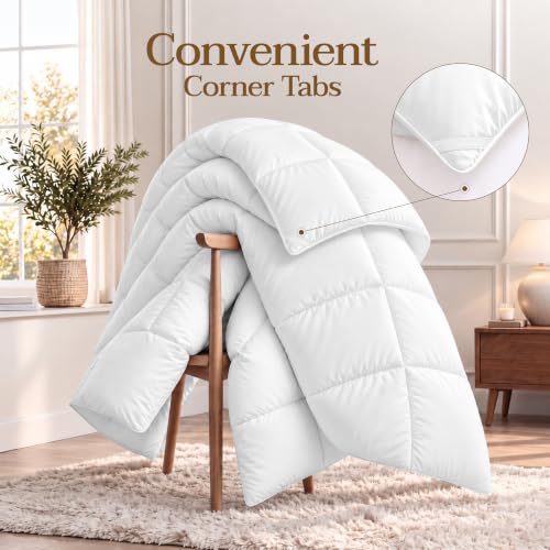 King Size Duvet Insert - 90 x 102 Inches White Comforter Bedding