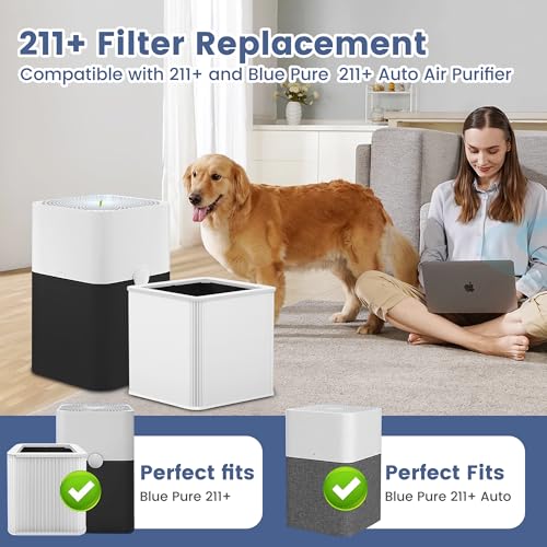 2 Pack Blue Pure 211+ Air Filter Replacement for 211+ & Auto Purifiers, H13 True & Activated Carbon