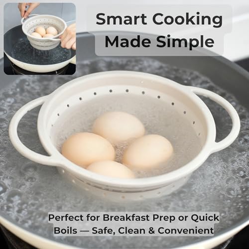 Collapsible Silicone Colander Set with Stainless Steel Rim 3 Pack - Space Saving Kitchen Strainers