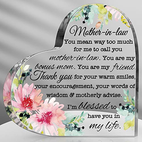 Jetec Heart Plaque Gift for Mom from Daughter Son – Mother in Law Edition