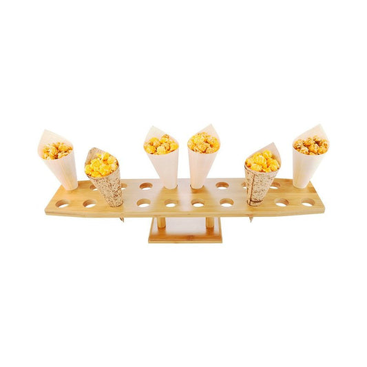 Restaurantware 22.5 x 4.3 Inch Oval Cone Stand 1 Sturdy Cone Holder - With 20 Slots Cones Sold Separately Bamboo Cone Holder For Buffets Banquets Or Catering Events Party Supplies