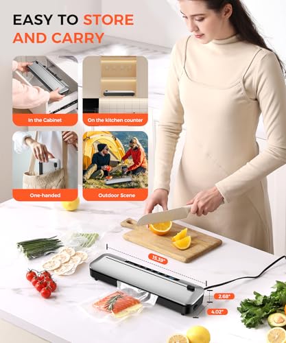 Vacuum Sealer Machine 75KPa, 6-in-1 Dry/Moist Modes, Digital Timer