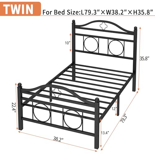 Metal Bed Frame Twin Size with Storage Space