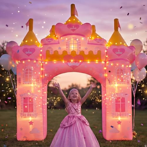 Pink Princess Inflatable Arch Garden Decoration - 10ft Outdoor Yard Party Decor