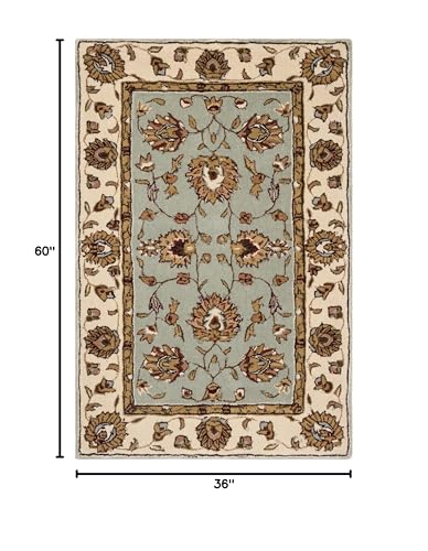 SAFAVIEH Total Performance Collection Accent Rug - 3' x 5', Light Blue & Ivory, Hand-Hooked Oriental, Non-Shedding & Easy Care, Ideal for High Traffic Areas in Entryway, Living Room, Bedroom (TLP416B)