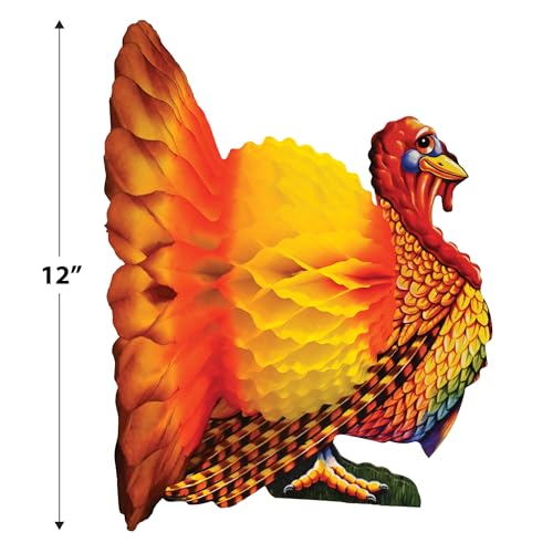 Beistle Colorful Tissue Turkey Centerpiece