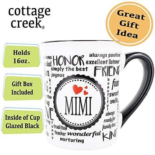 Cottage Creek Mimi Mug 16oz Black and White Coffee Cup | Gift for Mom & Grandma
