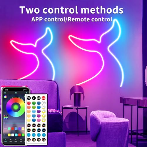32.8ft RGB LED Neon Strip Lights with Remote & App Control Waterproof Indoor Outdoor