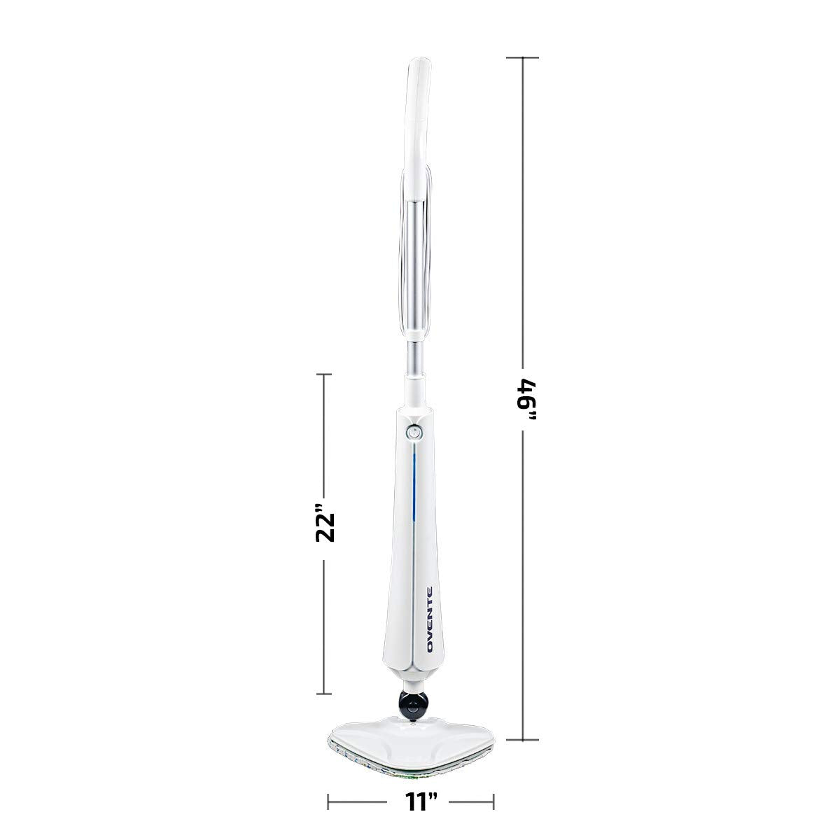 OVENTE Electric Steam Mop Cleaner, 1300W Floor Steamer with Swivel Head, Refillable Water Tank and Washable Microfiber Pad for Cleaning Carpet, Hardwood, Laminate Floor, Tiles and Grout, White ST405W