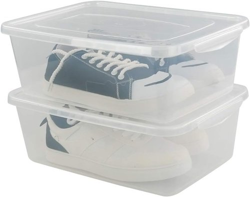 Jekiyo Clear Plastic Storage Bin - 14 Quart Latching Box Container with Lid | Set of 4