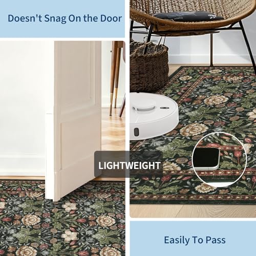 GarveeHome Forest Chestnut 8x10 Floral Area Rug - Washable Non Slip Indoor Carpet
