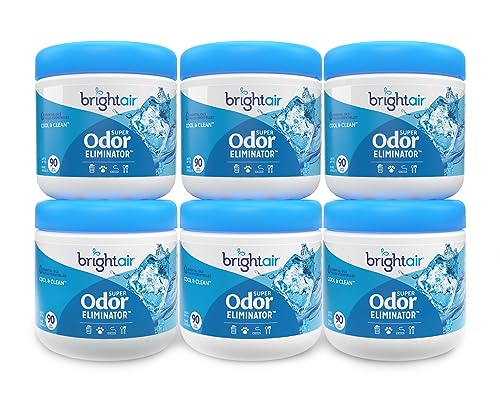 Bright Air Super Odor Eliminator Cool & Clean Scent | 14 oz, Case of 6, Natural Essential Oils, Lasts Up to 90 Days