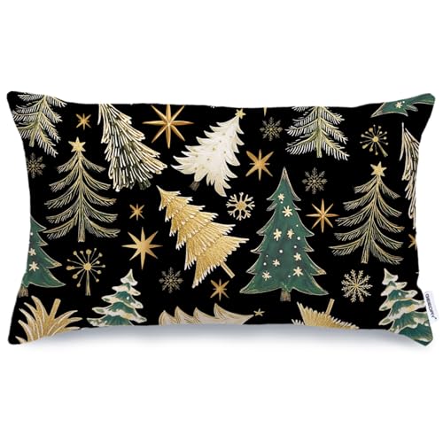Geeory Christmas Tree Pillow Cover 12 x 20 Inches Green, 1 Pack GS065-12