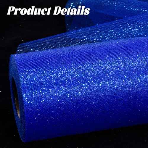 Glitter Tulle Rolls 6¡± by 50 Yards Sparkle Tulles Fabric Ribbon Sequin Tulle Netting Rolls for DIY Tutu Skirt Wedding Birthday Party Decoration (Royal Blue)
