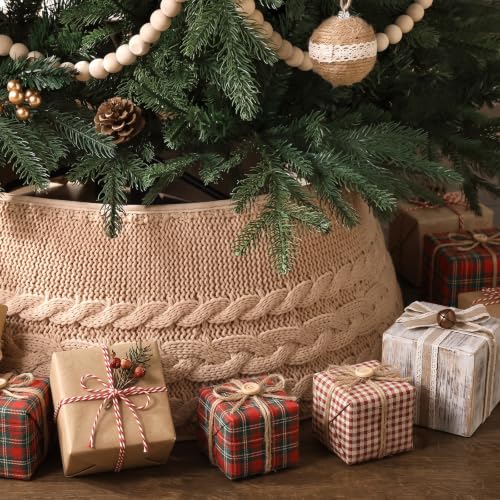 Knitted Christmas Tree Collar - Rustic Cable Knit Tree Skirt for Festive Decor