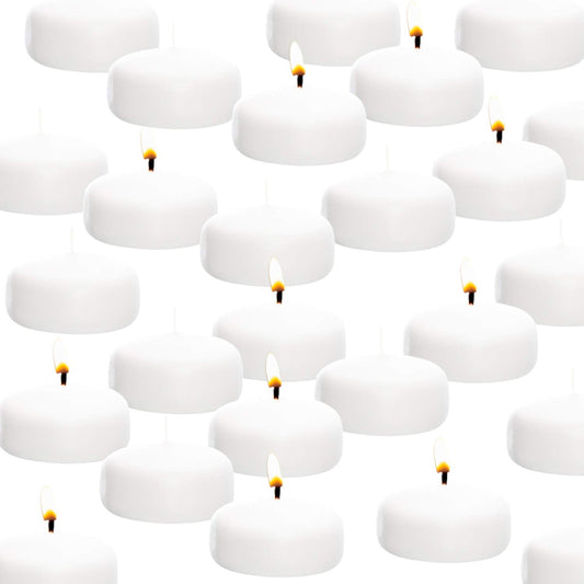 White Floating Candles 2” - Unscented Dripless Wax Discs, Pack of 12 - 5 Hour Burn Time for Weddings & Home Décor