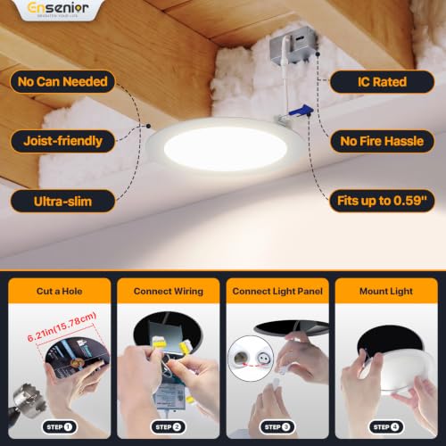 Ensenior 6 Inch Dimmable LED Recessed Light 5000K Daylight White 12W 90% Energy Saving