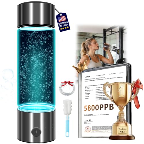 Hydrogen Water Bottle with 5800 PPB Concentration - Portable Hydrogen Generator
