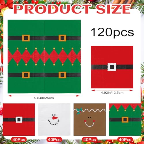 Christmas Cocktail Napkins 120 Pcs Festive 2-Ply Disposable Party Supplies
