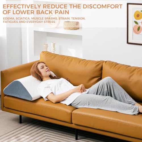 Ganondorf White & Gray Knee Wedge Pillow for Post-Surgery & Support - 21.6x17.8x6.9 Inch