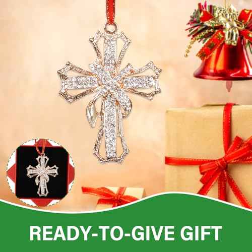 Cross Christmas Ornaments Religious Nativity Ornaments for Christmas Tree Decorations Christian Cross Keepsake Ornaments Keepsake Gifts for Women Girls Mom Sisters