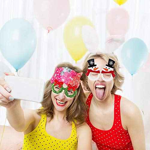 Christmas Party Glasses Frame Xmas Glitter Eyeglasses Tree Reindeer Antlers Deer Santa Claus Snowman Glasses Unisex Cosplay Costume Creative Funny Eyewear Holiday Party Supplies Decorations 6 Pack