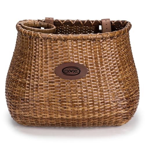Brown Handmade Rattan Bike Basket for City & Cruiser Bikes - Vintage Style