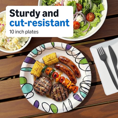 Amazon Basics 10 Inch Disposable Paper Plates - Pack of 372, Microwave & Cut-Resistant