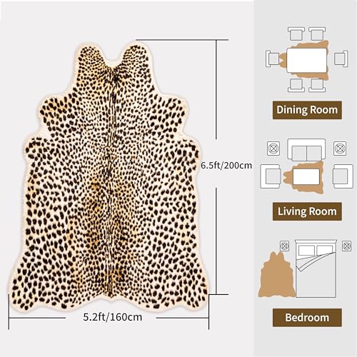 Leopard Rug Cheetah Print Carpet, Animal Area Rug, 5.2x6.5ft