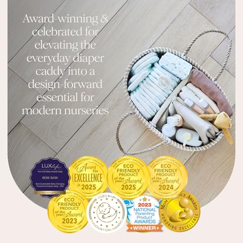 BEBE BASK Premium Natural Baby Diaper Caddy Organizer with Cotton Divider