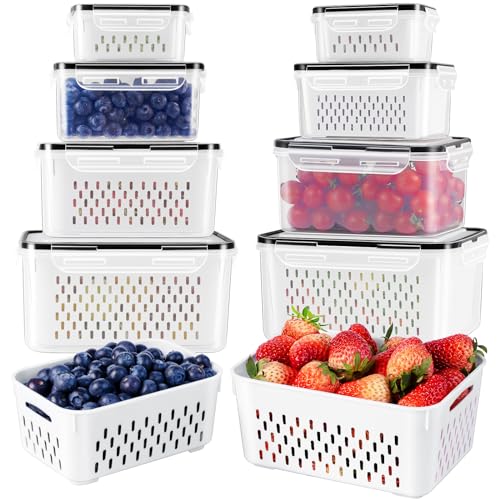 Small Fruit Storage Containers with Removable Colanders — 8 Pack