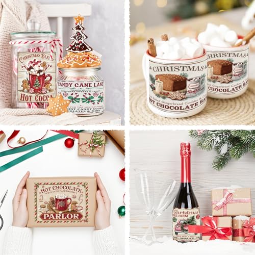 44 Pack Vintage Christmas Wine Bottle Labels Waterproof Stickers