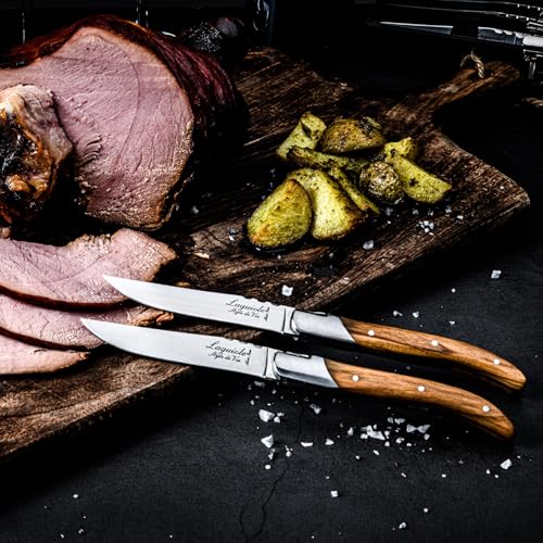Laguiole Style de Vie Olive Wood Steak Knives Set of 6 - Luxury French Elegance