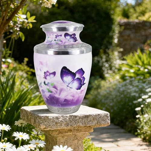 Large Purple Butterfly Cremation Urn for Adults - Handcrafted Memorial Jewelry