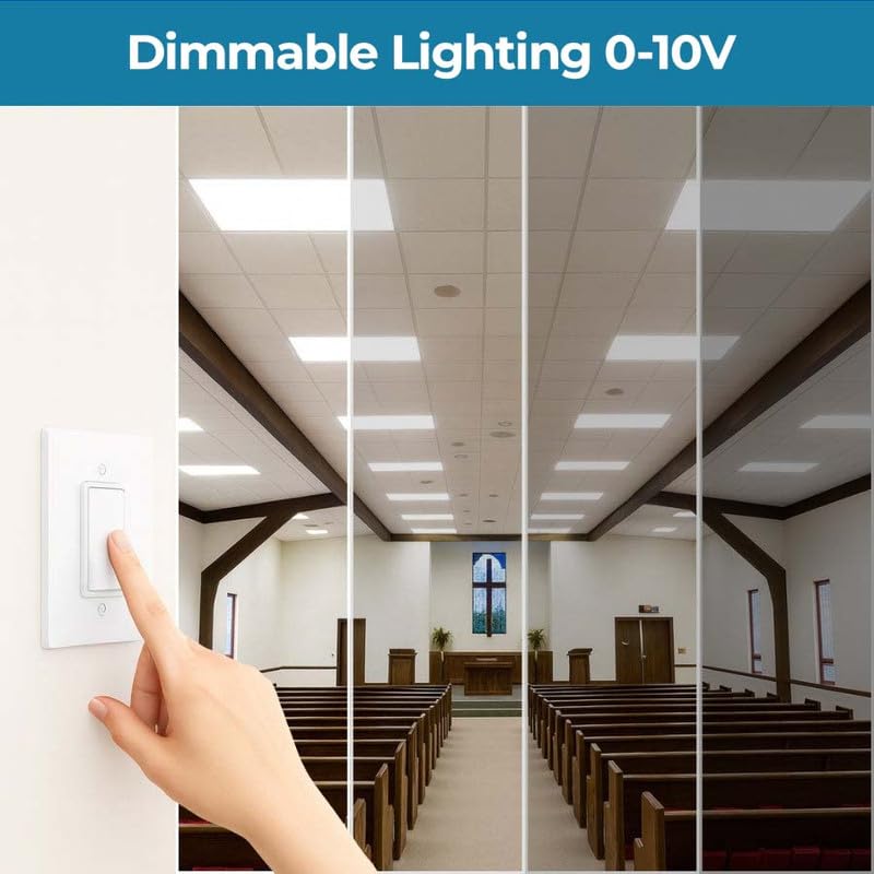 GoToLed 2x2 FT LED Flat Panel Lights 4 Pack, Dimmable Recessed Ceiling Fixtures