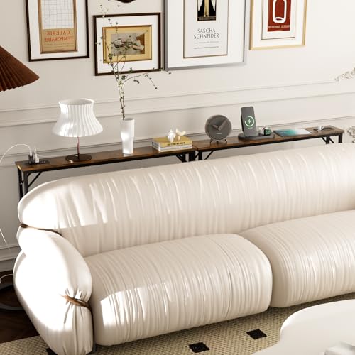 Aduanbang Rustic Brown 5.9-Inch Wide Narrow Console Table with Outlet - Behind Couch & Entryway