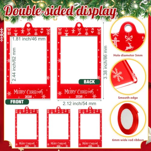 Vercraft 24 Pcs 2x3 in Christmas Photo Frame Ornaments, Style 2 – Includes Red Ribbon
