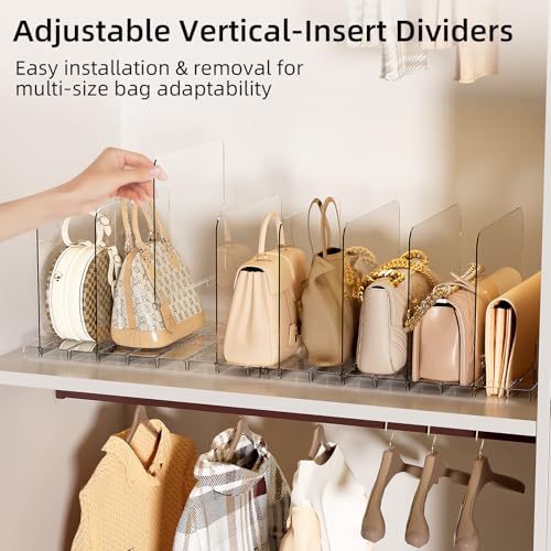 Clear Stackable Purse Organizer for Closet Shelves - 4 Pack