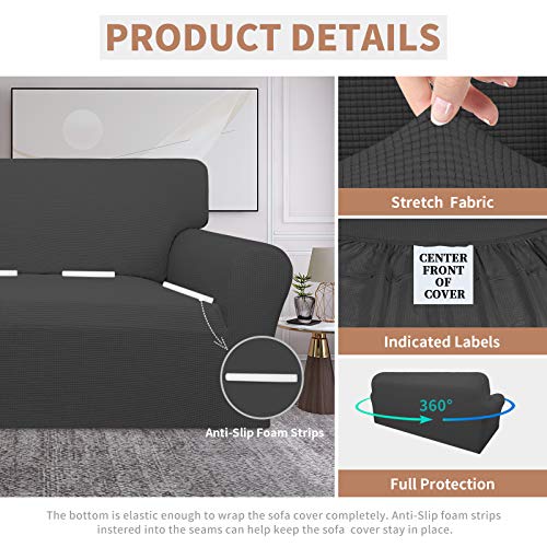 Waterproof Couch Cover for 3 Cushion Oversized Sofa - Dark Gray