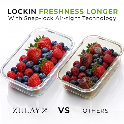 Glass Food Storage Containers Set 36oz Leak-Proof Meal Prep BPA-Free Borosilicate