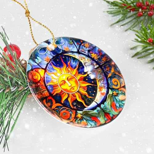 Sun and Moon Christmas Ornaments - Bumblebee Ornaments for Tree, Holiday Keepsake Gift Exchange