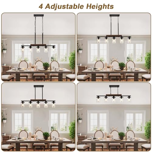 Black 36.2-inch Modern Farmhouse Kitchen Island Chandelier - 5-Light Adjustable